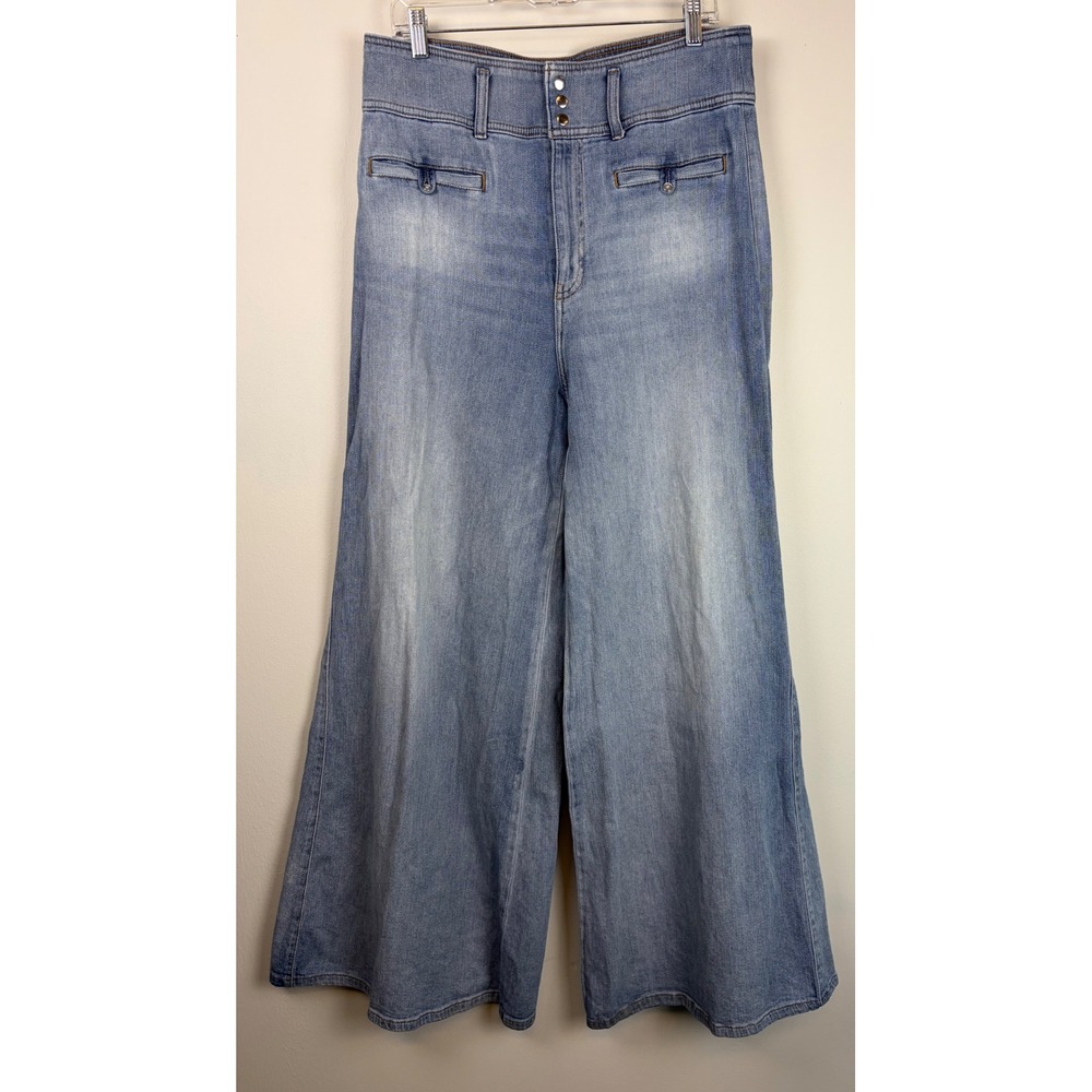 Pilcro Ultra Wide Leg Trouser Jeans 32 Light Wash High Rise Flare Anthropologie